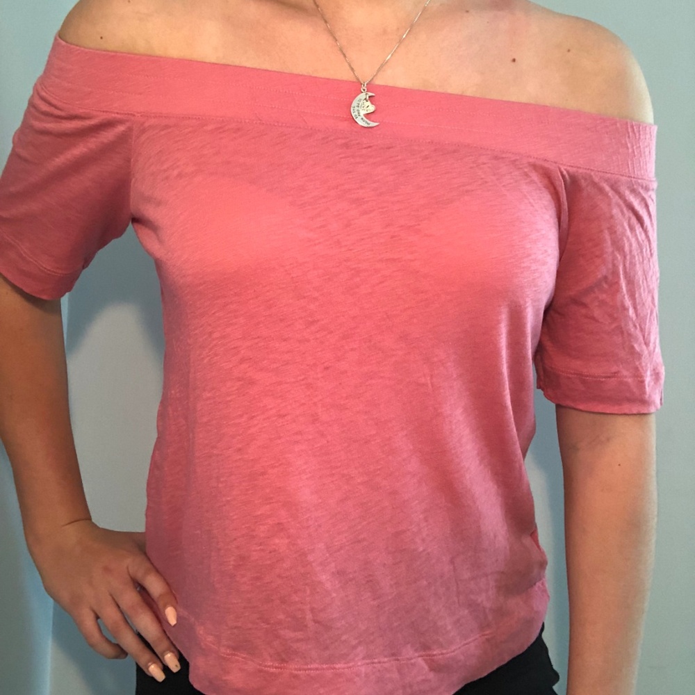 pink off the shoulder blouse